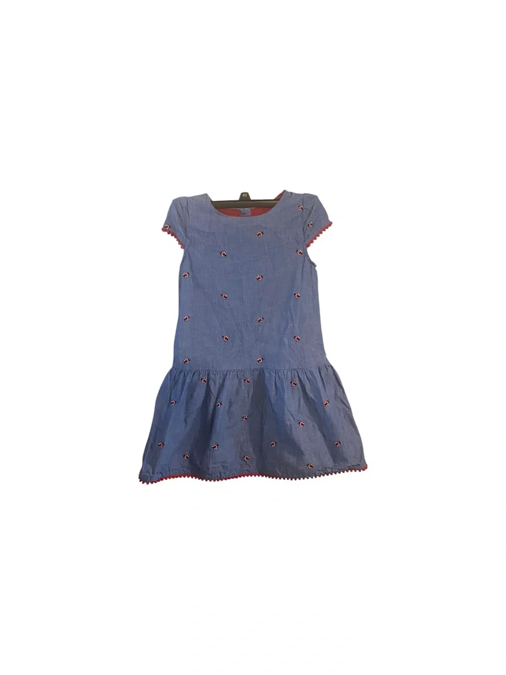 Gymboree short-sleeve Girls Embroidered Chambray Dress Little Ladybug Blue done